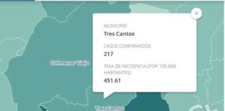 Por fin se puede saber cuántos diagnosticados de COVID-19 hay en Tres Cantos mapa covid