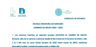 Cambio de grupo alumnos de natación para el curso 24/25