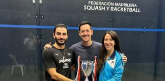 Dos deportistas tricantinos campeones de Madrid de squash en la pista recién inaugurada