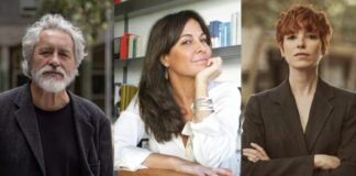 Manuel Rivas, Mara Torres y Virginia Feito, en la Feria del Libro de Tres Cantos este fin de semana